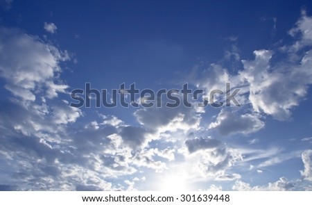 Blue sky with cloud closeup.