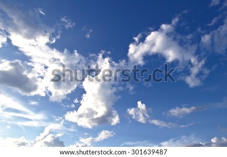 Blue sky with cloud closeup.