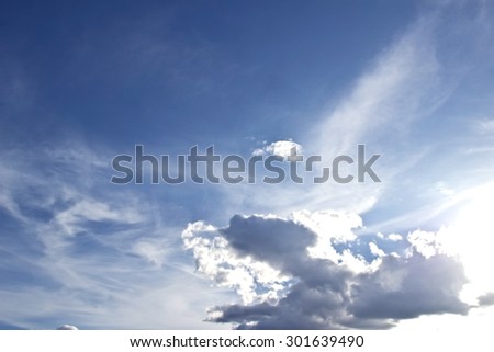 Blue sky with cloud closeup.