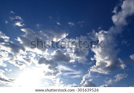 Blue sky with cloud closeup.