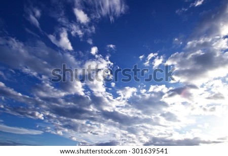 Blue sky with cloud closeup.