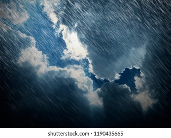 Blue sky and cloud with raining background