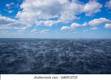 Blue Sky With Clouds And Foggy Sea/ocean, Gulf Stream