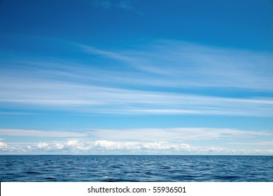 Blue sky with clouds  over Lake Ladoga