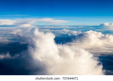 blue sky with the clouds from the plane view