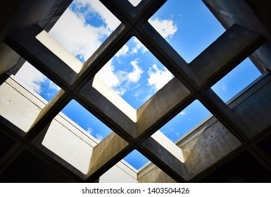 Blue Sky With Clouds Visible Through Ceiling Of Atlanta Transit Station