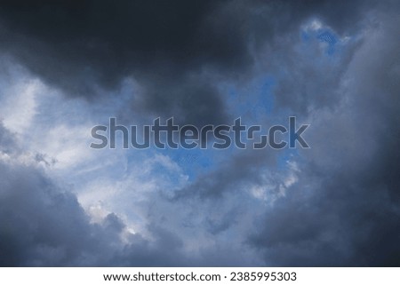 Blue sky with dark clouds