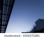 Blue sky deck and clouds.Deck with fall protection.