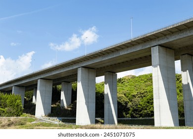 Blue sky and elevated highway.