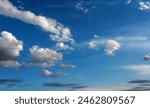 blue sky with fantastic clouds for photo background                    