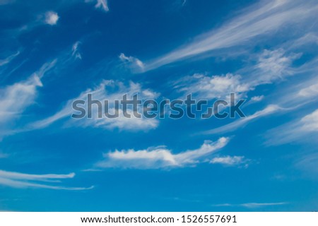 Blue sky Has a beautiful white cloudy mass With copy space.