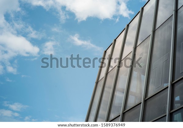 blue sky with mirror reflecting, divided two\
different objects