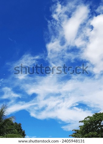 Blue sky in the morning with cloud and tree