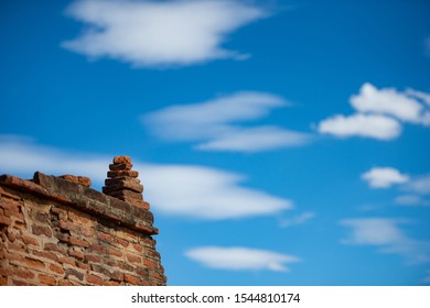 Blue Sky With Old Brick Wall Layer In Bagan