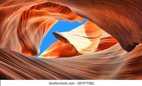 The Blue Sky Over The Antelope Slot Canyon, Arizona