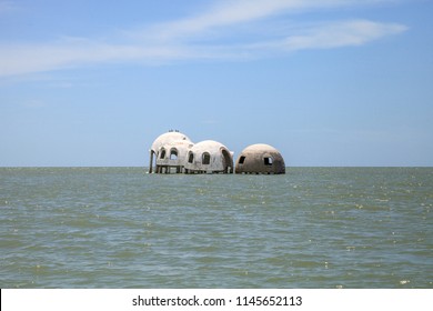 Blue Sky Over The Cape Romano Dome House Ruins In The Gulf Coast Of Florida