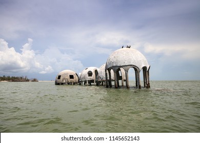 Blue Sky Over The Cape Romano Dome House Ruins In The Gulf Coast Of Florida