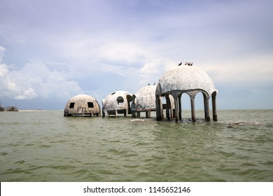 Blue Sky Over The Cape Romano Dome House Ruins In The Gulf Coast Of Florida