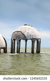 Blue Sky Over The Cape Romano Dome House Ruins In The Gulf Coast Of Florida