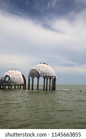 Blue Sky Over The Cape Romano Dome House Ruins In The Gulf Coast Of Florida