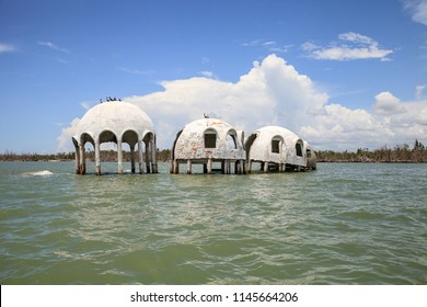 Blue Sky Over The Cape Romano Dome House Ruins In The Gulf Coast Of Florida