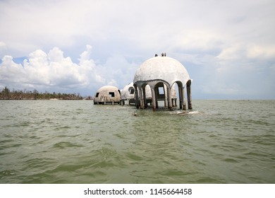 Blue Sky Over The Cape Romano Dome House Ruins In The Gulf Coast Of Florida