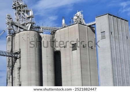 Blue sky over grain elevator