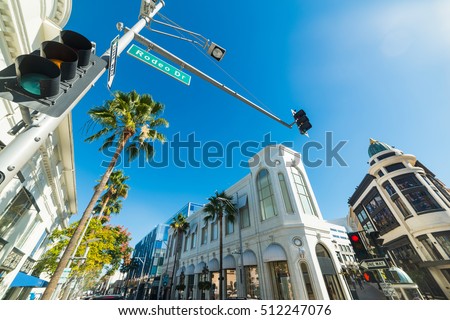 blue sky over Rodeo drive, California