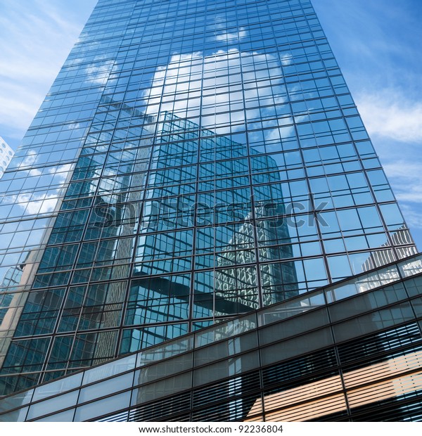 Blue Sky Reflected Modern Building Mirror Stock Photo (Edit Now) 92236804