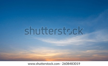 Blue sky with soft cloud on sunrise or sunset time. Nature background