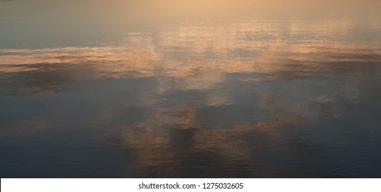 Blue Sky Sunset Sunrise With Clouds Reflected On Lake Water Aesthetic Tumblr Background Wallpaper