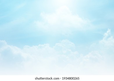 Blue sky with white cloud. Blue background. The summer sky is colorful clearing day and beautiful nature in the morning. for backdrop decorative and wallpaper design. The perfect sky background. - Shutterstock ID 1934800265