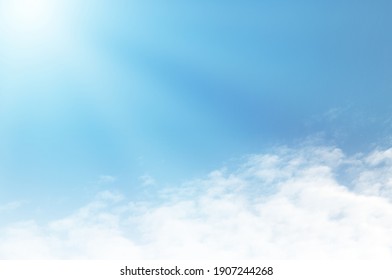 Blue sky with white cloud. The summer heaven is colorful clearing day Good weather and beautiful nature in the morning. - Shutterstock ID 1907244268