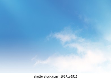 Blue Sky With White Cloud. The Summer Heaven Is Colorful Clearing Day Good Weather And Beautiful Nature In The Morning.