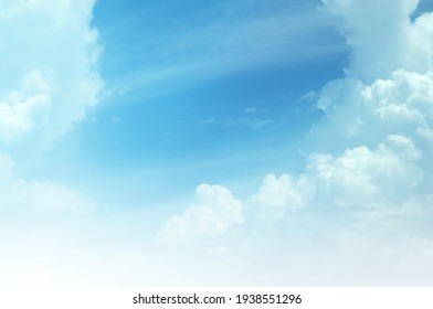 Blue sky with white cloud. The summer heaven is colorful clearing day Good weather and beautiful nature in the morning.