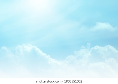 Blue sky with white cloud. The summer heaven is colorful clearing day Good weather and beautiful nature in the morning. - Shutterstock ID 1938551302