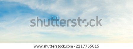 Blue sky and white clouds backdrop in the air panorama abstract style.