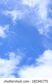 Blue Sky With White Clouds, Vertical  Background