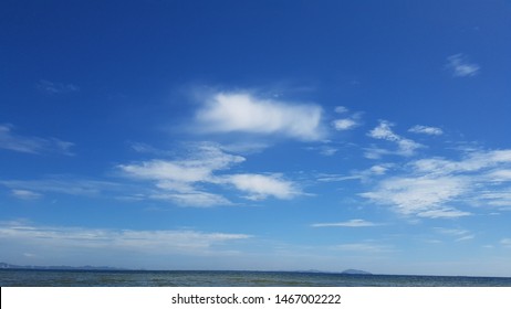 blue sky and white cluds on the beach