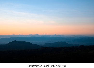 Blue Skyline At The Moment Before The Sun Rise