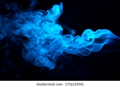 Blue Smoke Abstract On Black Background