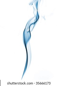 Blue smoke isolated on white background