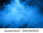 blue smoke steam, element smog spray isolated on a black background. abstract vapor water concept of texture cold mist or hot vapor, fog effect, and cloud for design air pollution