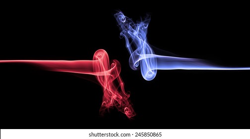 Blue Smoke Vs Red Smoke Abstract