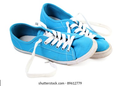 Blue sneaker on a white background