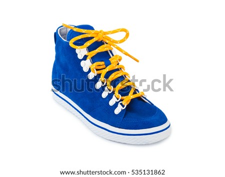 Blue sneakers isolated on white background