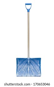 Blue Snow Shovel On White Background.