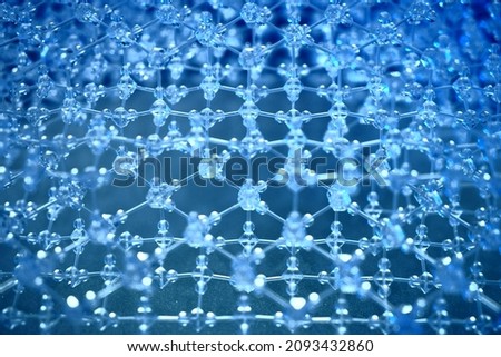 Blue snowflake atomic structure model