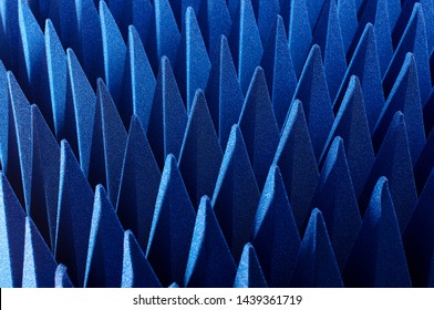 Blue soft hybrid pyramidal microwave and radio frequency absorbers close up