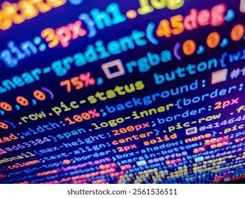 Blue software developer. Web programming with compressed css code. Programming concept. Digital technology industry concept development of programming and coding technologies. Code on monitor.